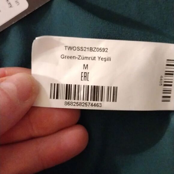 Trendyol Emerald Green One Shoulder Satin Tank Top Medium NWT - Picture 13 of 14